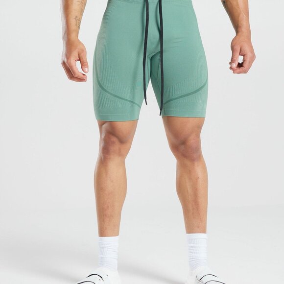 Gymshark 315 Seamless Training Shorts Men’s Small Green - Picture 1 of 7